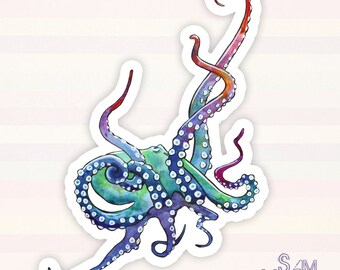 Rainbow Octopus vinyl sticker