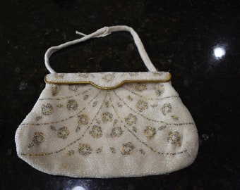 Vintage 1940's DeLill French handmade glass beaded purse
