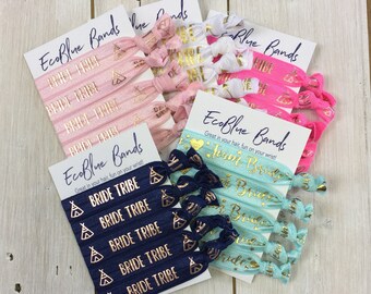 Hen Doo, Hen Party, Bride Tribe, Bride Team, Bridesmaid, Bride, Hair Elastics, Ponytail holders, (5 hair ties on a card) …