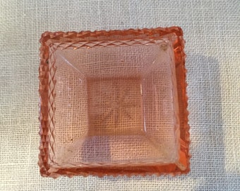 pretty pink vintage glass condiment dish