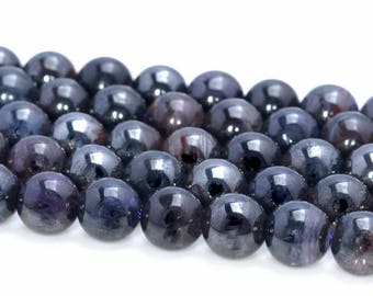 7mm 100% Genuine African Sugilite Manganese Gemstone Grade A Dark Round Loose Beads 7 inch Half Strand (80005169-457)