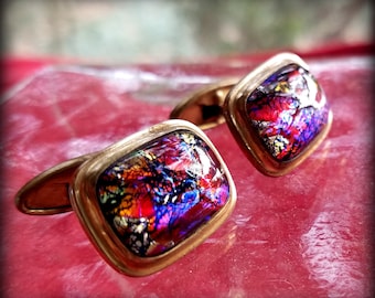 Irridescent Art Glass Cuff Links