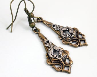 Intricate Silver and Bronze Earrings