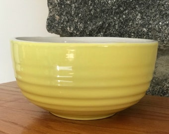 Hand Painted Lemon Yellow Glazed Pottery Bowl