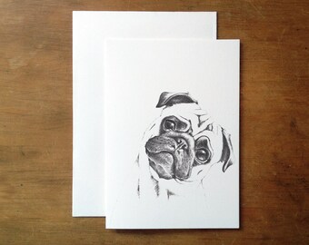 Illustrated pug greeting card