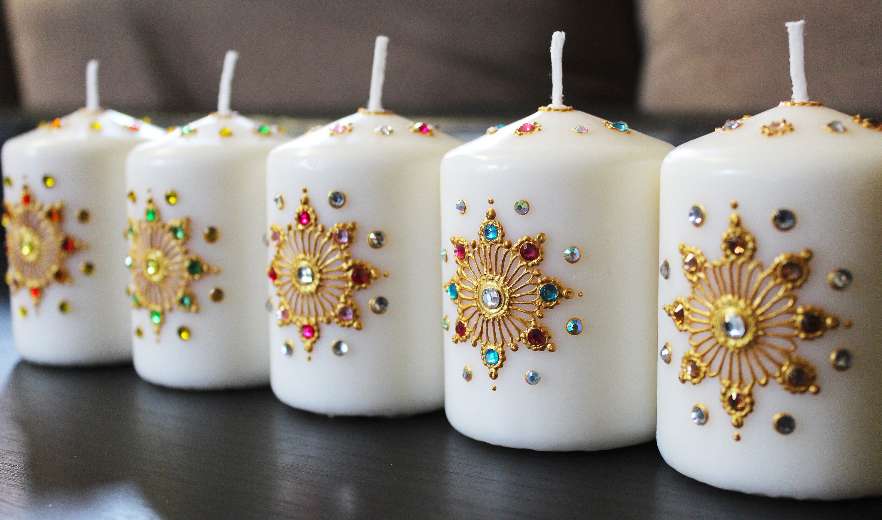 Set of 5 Crystal Henna Candles Henna Inspired Home/Wedding