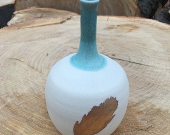 Feather Bottle Gold Luster Handmade Pottery by Daisy Friesen