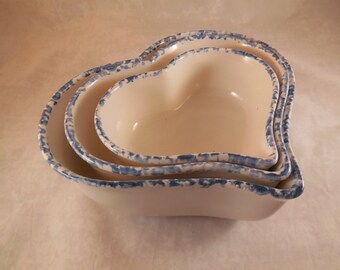 Ceramic heart bowls, vintage nesting bowls.