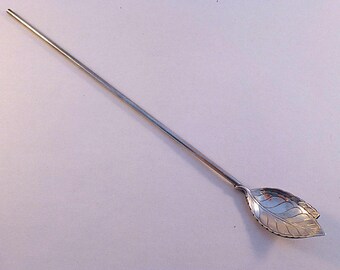 Tiffany & Co Sterling Sipper Straw(s) W/ Leaf Design Bowl