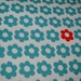 Turquoise With Red Flower On White Fabric Snuggle Flannel 1 yard Sewing Quilting Crafts Kids Childrenm Baby