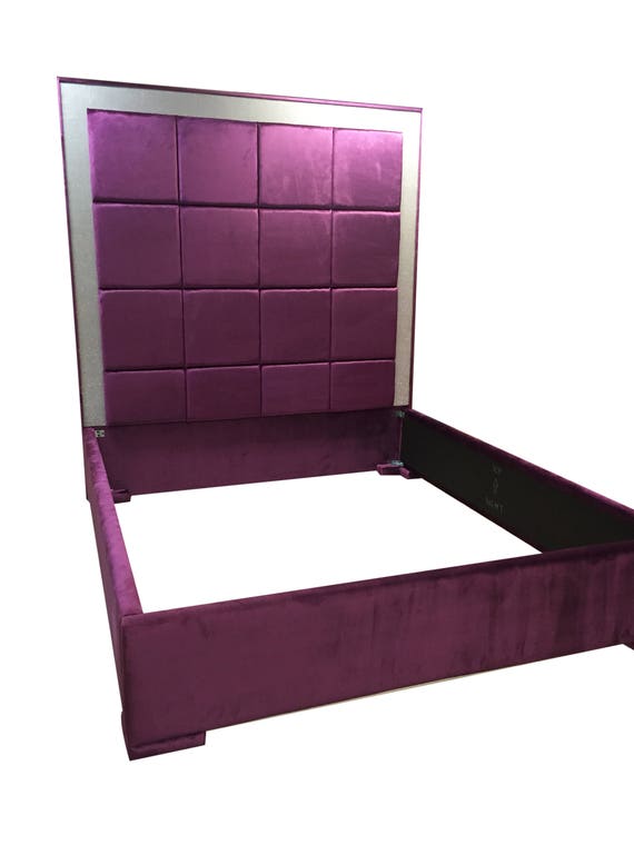 Purple Velvet Bed Extra Tall Headboard Purple Velvet King Size