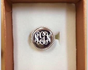 Two Rings 925 Sterling Silver Nautical Rope Monogrammed Round Ring 2 Rings