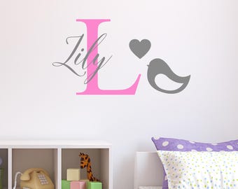 Personalised Bird Wall Sticker Wall Decal Childrens Kids Nursery Bedroom Playroom Vinyl