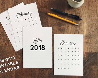 2018 Printable Calendar | 8 x 11" Office Calendar Download | Simple, Clean, Plain Numbers Calendar | Instant Download PDF
