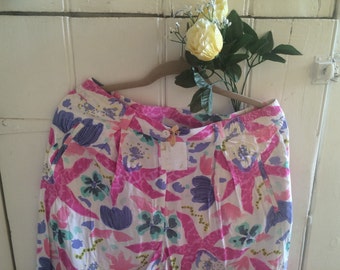 Patterned vintage culotte style trousers