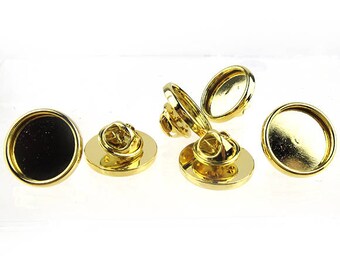 Bezel Tie Tack - Round 15mm Gold-Set of 6