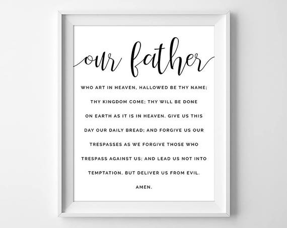 Our Father Prayer Print The Lords Prayer Catholic Print