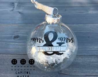 Unique Bridal Shower Gift - Mr and Mrs Ornament - First Christmas - Newlywed Gift - Personalized Christmas Ornament - Custom Ornament