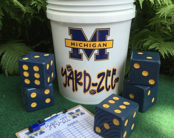Yard-Zee - Customized YARD-ZEE games - Outdoor Lawn Games - Lawn Dice - Yahtzee - Outdoor Recreation -Michigan University - Farkle