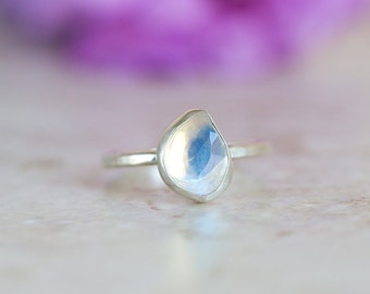 Rainbow Moonstone Ring, Rose Cut Rainbow Moonstone Ring, Moonstone Ring