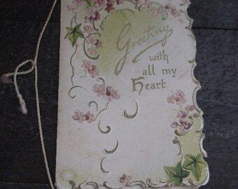 Greeting with all my heart – Antique – Glad Greetings by M S Haycraft – Raphael Tuck & Sons Ltd.