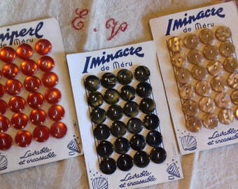 3 Cards of Vintage French Buttons