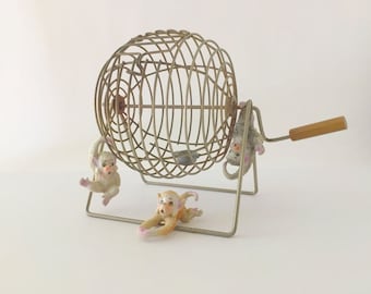 Vintage Metal Bingo Cage, Spinner, Tumbler, 1950's Fun and Games