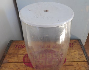 Vintage Edison Glass Battery Jar with Lid...Industrial Railroad...Cell...Corning