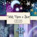 Wish Upon a Star Digital Scrapbooking Kit, starry night digital paper and clipart, gold and silver star clip art, night sky dream graphics