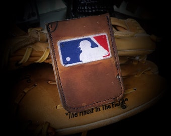 Handmade vintage baseball glove minimalist wallet