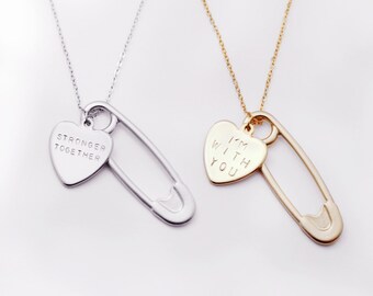 Safety Pin Jewelry Inspirational Necklace - Inspirational Her Be Brave Adventure Awaits Love Message - RCHN-SP