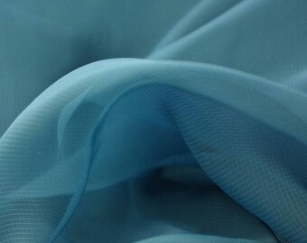River Teal Chiffon Fabric - 58 Inches Wide