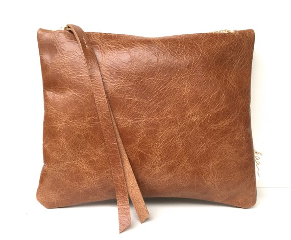 Leather pouch brown, brown leather purse, small leather bag brown