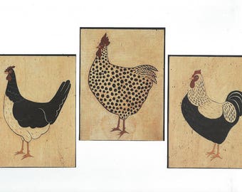 Rooster Collage Paper Pack, Folkart Clip Art, Warren Kimble Clipart, Wallie Paper Ephemera, Warren Kimble Wallies PSS 3208