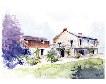Custom House portrait, architecture, custom Illustration House, custom watercolor House drawing, original
