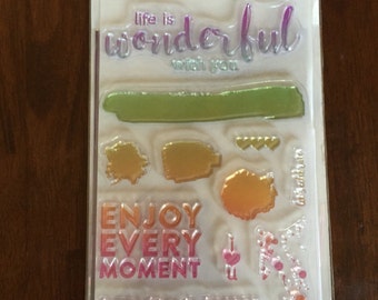 Recollections color splash acrylic stamp and stencil set, brand new craft, scrapbook, stamping