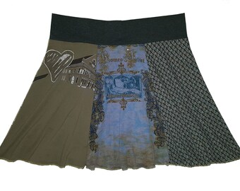 Plus Size Skirt 1X 2X Shorter Style Upcycled Skirt Hippie Skirt Repurposed Skirt Size 18 20 22 Above the Knee T-Shirt Skirt Twinkle