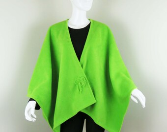 Lime Poncho Wrap - Fleece Cape, Large Shawl - Baby Wearing Wrap, Jacket, Maternity Coat, Plus Size, One Size FIts Most