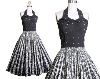 1950s Mexican Halter Dress with Sequins