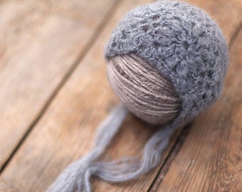 Newborn hat, Mohair hat, Baby girl bonnet