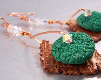 Gold Polymer Clay Shard Earrings