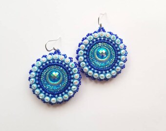 Blue Beaded Earrings