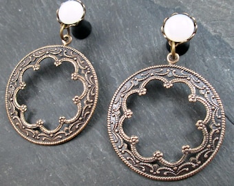 Dangle Plugs - 10g - 8g - 6g - 4g - 2g - 0g - Tribal Gauges - Gothic Plugs - Antiqued Brass - Gothic Jewelry