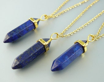 Lapis Lazuli Necklace Lapis Lazuli pendant Blue Necklace Gemstone Necklace Bullet pendant for women Necklace Blue point Necklace yoga gift