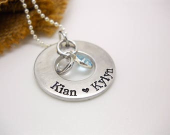 Personalized necklace for Mom, Mother's Personalized necklace, hand stamped Kids Names necklace, custom jewelry, Mother's Day gift for mom