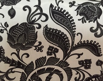 Black and White - Jacobean - Upholstery Fabric by the Yard