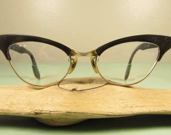 Cat Eye Eyeglasses - Vintage Bausch & Lomb BL Brown Black Women Prescription