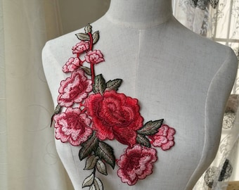 Red Rose Patches 2 Pieces Iron On Patch Craft DIY Sew on Applique Patches ~a pair PH6
