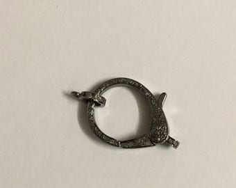 Pave diamond double sided sterling silver clasp