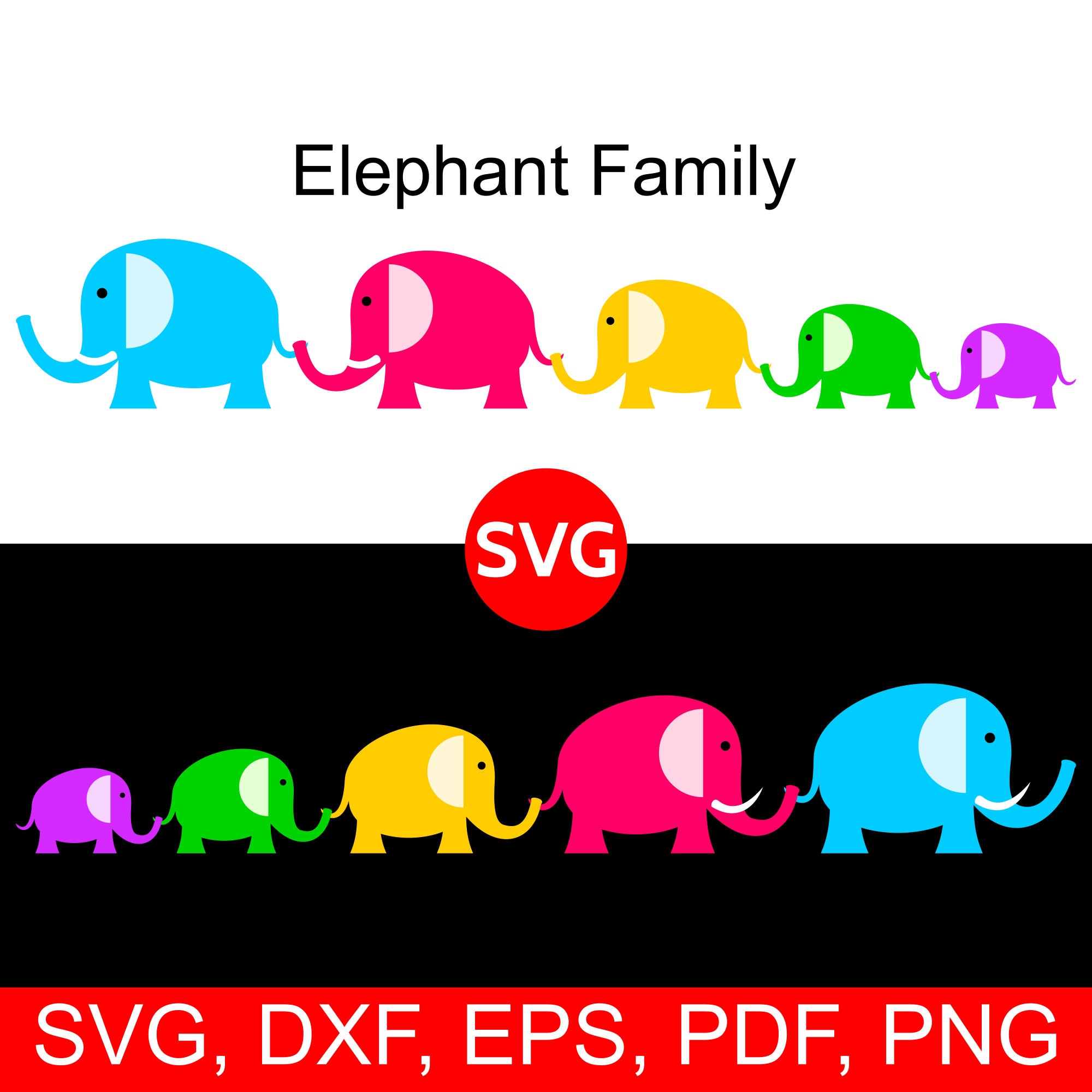 Elephant Family SVG File and printable clipart